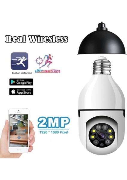 Kablosuz 360 Panoramik Ampul Kamera Güvenlik Kamerası Çift Kablosuz 360 Derece Gece Görüşlü ( Lisinya ) fiyatları