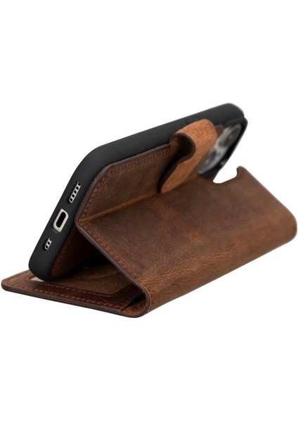Apple iPhone 15 Uyumlu Deri Cüzdanlı Kılıf Mwwn G2 Kahve modelleri