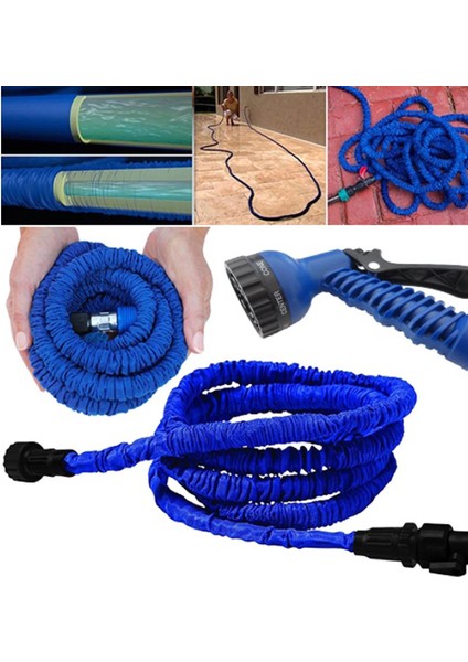 30 Metre Uzayan Bahçe Sulama Araç Yıkama Hortumu 7 Kademeli Başlık - Lisinya