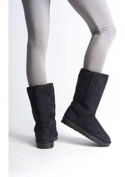 Freya Bağcıksız Düz Taban Içi Kürklü Süet Kadın Bot Sst - Siyah modelleri