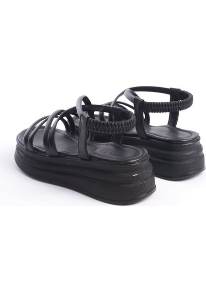 Bella Lastikli Şerit Detaylı Ortopedik Taban Kadın Sandalet Cst - Siyah fırsatları