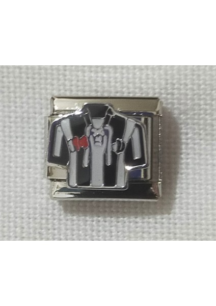 Beşiktaş Forması Kolye - Siyah Beyaz Charm, Italyan Bileklik Uyumlu Paslanmaz Çelik