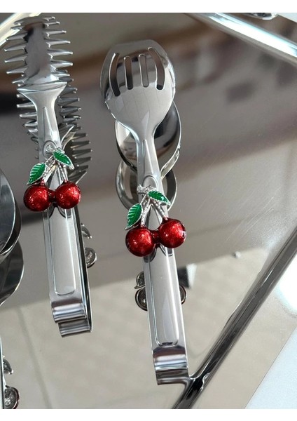3 Lü Gümüş Kiraz Maşa 21 cm