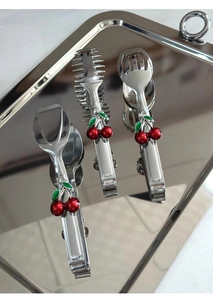 3 Lü Gümüş Kiraz Maşa 21 cm modelleri