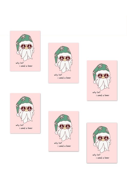 6'lı Yılbaşı Zarflı Hediye Kartı Özel Tasarım Paketleme Kartı Santa Claus modelleri