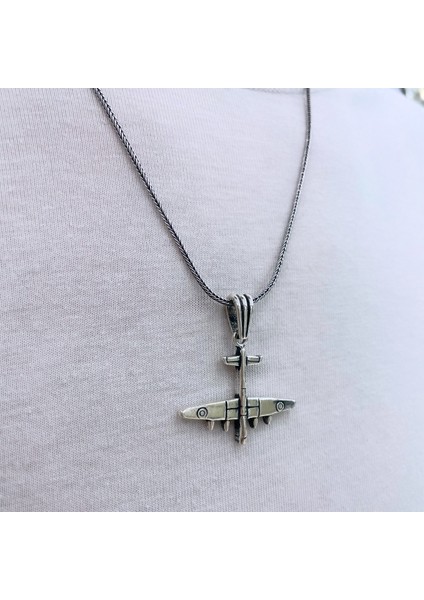 Gümüş Uçak Detaylı Erkek Kolye indirimleri