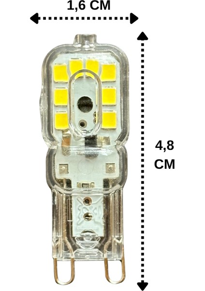 (1 adet) OSAKA 3W Beyaz Işık (6500K) Dim Edilebilir G9 Duylu LED Kapsül Ampul