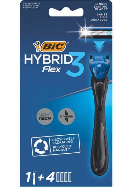 Bıc Hybrid 3 Flex Sistem Tıraş Bıçağı 1 Sap + 4 Yedek Kartuş 2 Adet