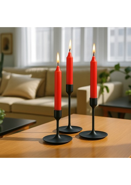 Kyandoru - Jubla Serisi Siyah Şamdan Mumu (10'lu Paket), 22 Cm, +/- 6,5 Saat, Kokusuz, Şık, Kaliteli modelleri