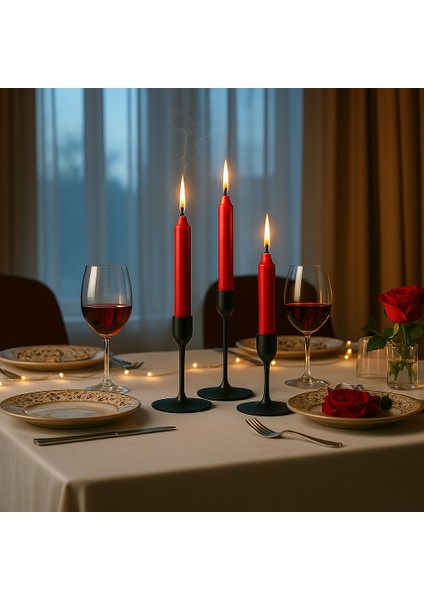 Kyandoru - Jubla Serisi Siyah Şamdan Mumu (10'lu Paket), 22 Cm, +/- 6,5 Saat, Kokusuz, Şık, Kaliteli fırsatları