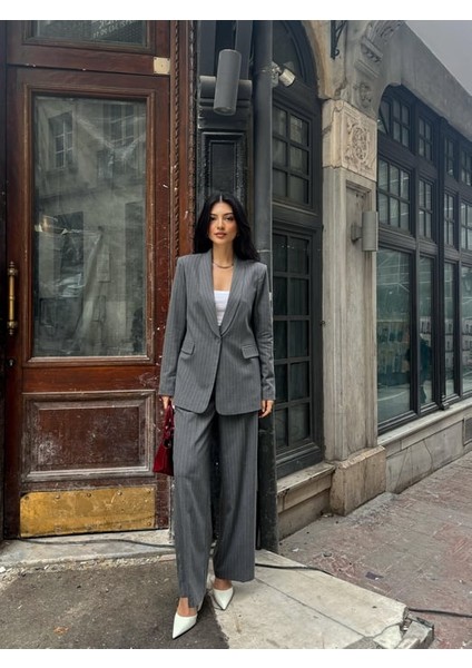 Şal Yaka Çizgili Poliviskon Takım modelleri