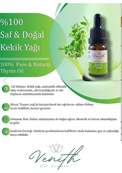 Kekik Yağı %100 Saf ve Doğal,bitkisel Uçucu Yağ Cam Damlalıklı Doğal Bakım Natural Thyme Oil 10ML modelleri