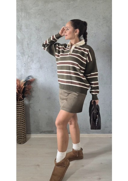 Çizgili Polo Yaka Triko