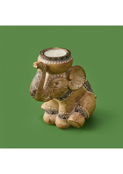 Elephant Mumluk - Bej - 15X14 cm