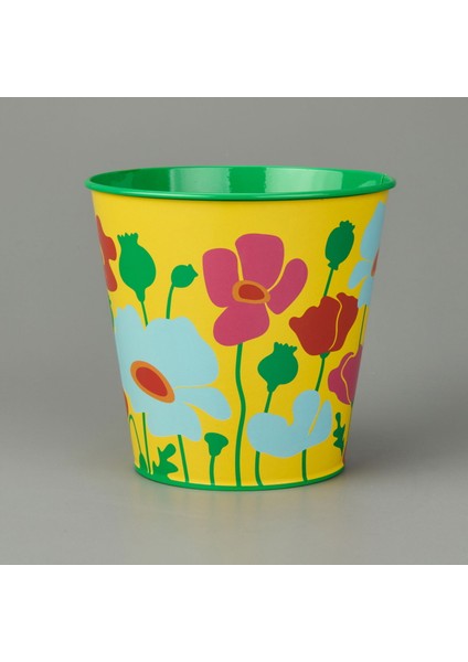 Çiçek Baskılı Saksı - Asorti - 15 cm