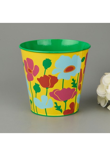 Çiçek Baskılı Saksı - Asorti - 15 cm fiyatları