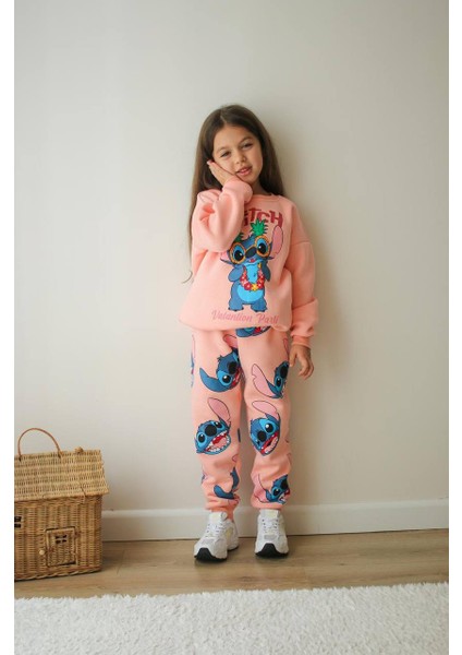 Çizgi Karakter Detaylı 3 Ip Şardonlu Kışlık Kız Çocuk Alt Üst Takım fiyatları