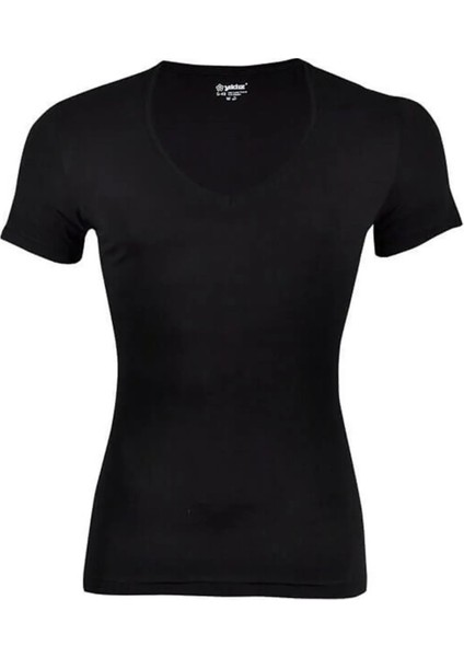 Erkek Siyah Tekli Derin V Yaka Kısa Kollu Likralı Atlet modelleri