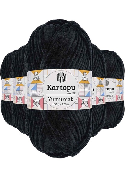 5 Adet Yumurcak Kadife El Örgü Ipi Siyah K940