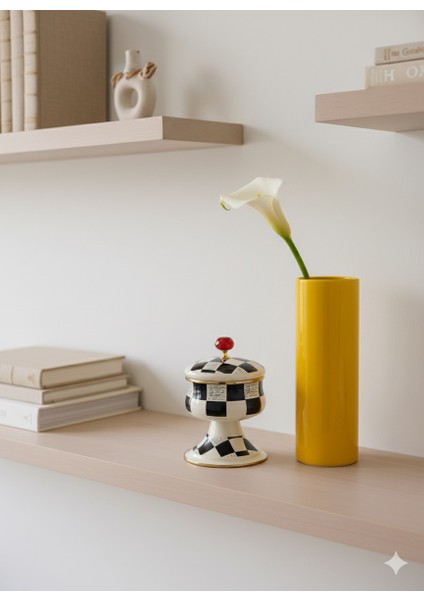 Dama Desenli Ayaklı Şekerlik Lüks Dekoratif Kutu Siyah Beyaz Porselen Takı Saklama Objesi modelleri