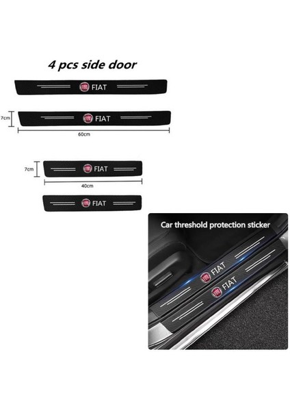 ( 4xadet ) 1 Set Karbon Fiber Deri Çıkartma Kapı Eşiği Şeridi Fıat