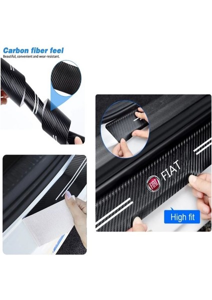 ( 4xadet ) 1 Set Karbon Fiber Deri Çıkartma Kapı Eşiği Şeridi Fıat modelleri