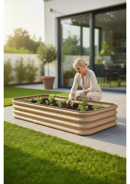 Modüler Yükseltilmiş Bahçe Yatağı Yükseltilmiş Sebze Yatağı No:8 (165X85) Bej