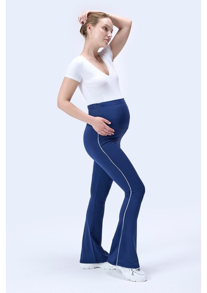 Imaj 437 Lacivert Renk Toparlayıcı ve Extra Esnek Etkili Yüksek Bel Ispanyol Paça Hamile Tayt