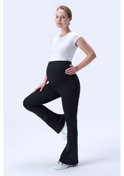 Imaj 367 Siyah Renk Toparlayıcı ve Extra Esnek Etkili Yüksek Bel Ispanyol Paça Hamile Tayt fırsatları