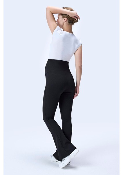 Imaj 367 Siyah Renk Toparlayıcı ve Extra Esnek Etkili Yüksek Bel Ispanyol Paça Hamile Tayt