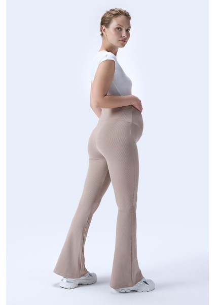 Imaj 367 Bej Renk Toparlayıcı ve Extra Esnek Etkili Yüksek Bel Ispanyol Paça Hamile Tayt modelleri
