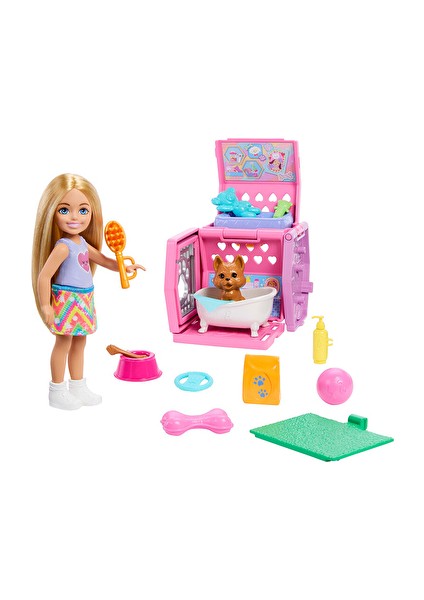 4 Adet Barbie Chelsea Köpekçiğin Taşıma Çantası Oyun Seti JDF89