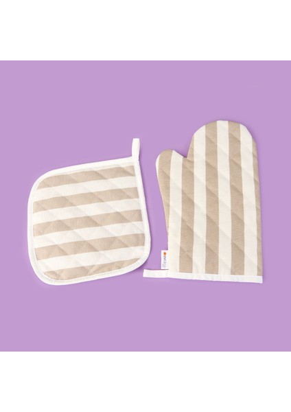 Soft Nemo Fırın Eldiveni ve Tutaç - Bej / Ekru - 17X28 cm + 20X20 cm