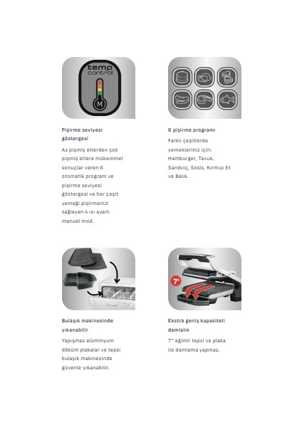 Optigrill+ 4 Porsiyon Kapasiteli 2000 Watt 6 Programlı Barbekü Izgara ve Tost Makinesi - Inox+Mutfak Tartısı Hediyeli modelleri