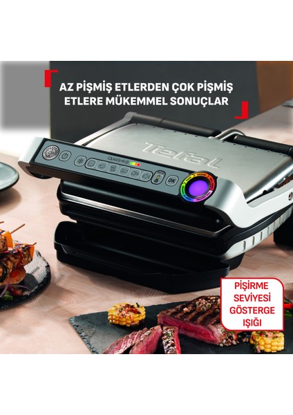 Optigrill+ 4 Porsiyon Kapasiteli 2000 Watt 6 Programlı Barbekü Izgara ve Tost Makinesi - Inox+Mutfak Tartısı Hediyeli