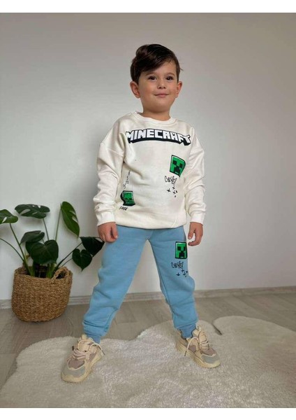 Çizgi Karakter Detaylı 3 Ip Şardonlu Kışlık Erkek Çocuk Alt Üst Takım