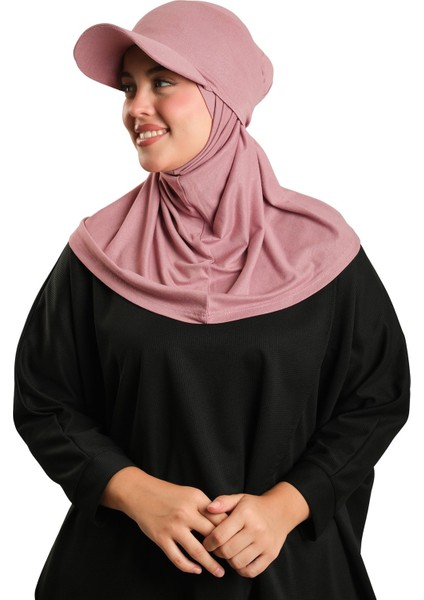Gül Kurusu Pratik Hazır Geçmeli Şapkalı Tesettür Eşarp Viskon Düz 2513_18 fiyatları