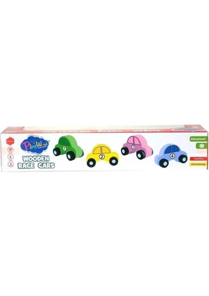 Eğitici Oyuncak Playwood Ahşap Yarış Arabaları 380