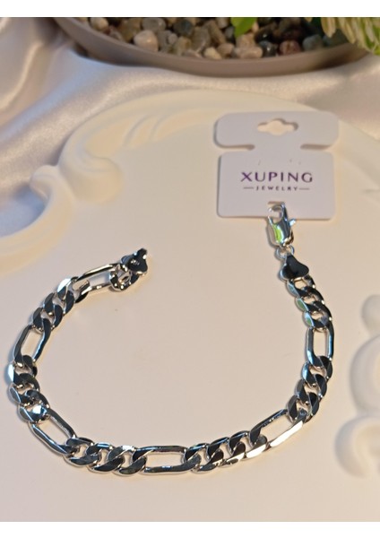 Zincir Detaylı Xuping Jewelry Gümüş Renk Erkek Bileklik