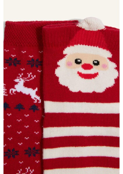 Kız Bebek Yılbaşı Temalı Dikişsiz 2'li Pamuklu Uzun Çorap G3994A5NS modelleri