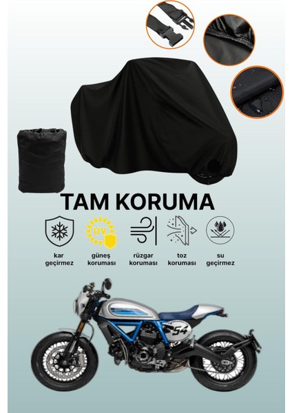 Siyah Ducati Scrambler Café Racer Uyumlu Motor Branda, Koruyucu Örtü, Motosiklet Brandası