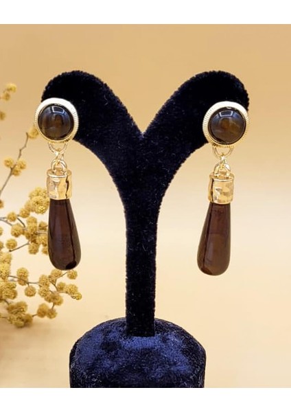 Kahverengi Damla Model Küpe modelleri