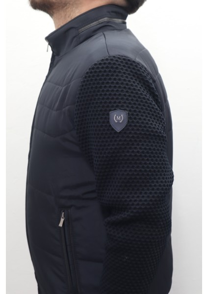 Fistan Store Erkek Hakim Yaka Spor Kesim Normal Kalıp Kolları Çelik Örgü Kışlık Mont modelleri