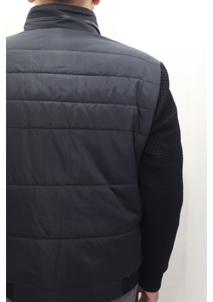 Fistan Store Erkek Hakim Yaka Spor Kesim Normal Kalıp Kolları Çelik Örgü Kışlık Mont