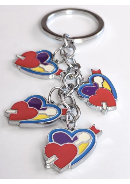 Kalp Içinde Kalp Metal Anahtarlık