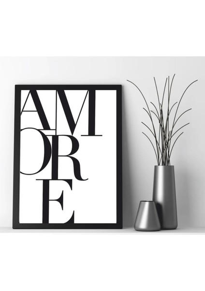 A More Temalı Siyah Çerçeve Görünümlü Mdf Tablo