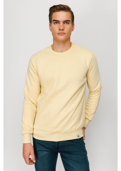 Erkek Sarı Bisiklet Yaka Sweatshirt modelleri