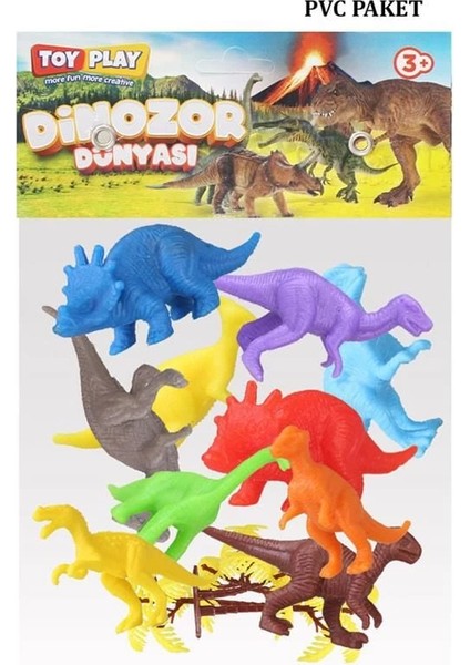 683 Toy Play 12 Parça Renkli Mini Dinozor Figür Seti 4-6 cm modelleri