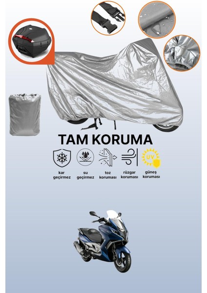 Gri Arka Çanta Uyumlu Arora Gt 125 Uyumlu Motor Brandası, Koruyucu Örtü