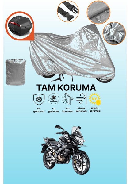 Gri Arka Çanta Uyumlu Bajaj Pulsar As 150 Uyumlu Motor Brandası, Koruyucu Örtü